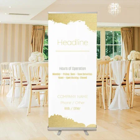 Gold Watercolor Design Customized Photo Printed Roll Up Standee Banner