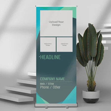 Premium Green And Blue Photo Collage Customized Photo Printed Roll Up Standee Banner