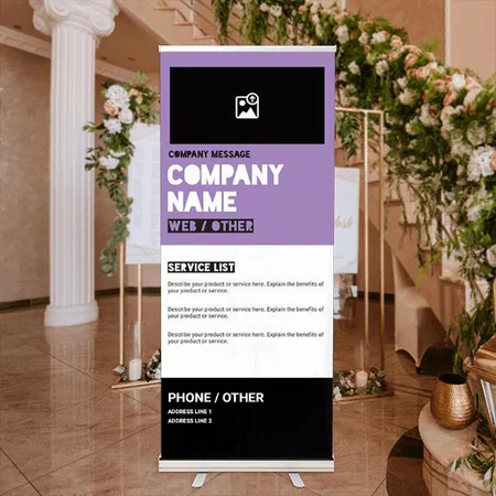 Travel Agencies Purple And Black Customized Photo Printed Roll Up Standee Banner