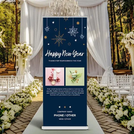 Star Patter Design Customized Photo Printed Roll Up Standee Banner
