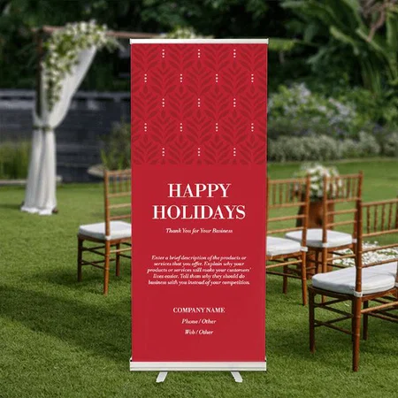 Christmas Red Floral Pattern Design Customized Photo Printed Roll Up Standee Banner