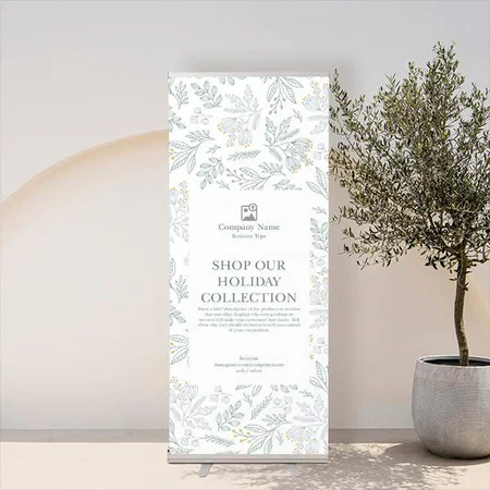 Free Vector Floral Background Customized Photo Printed Roll Up Standee Banner