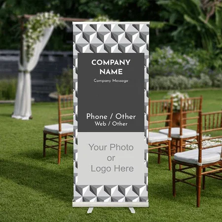 Modern Business Geometric Pattern Design Customized Photo Printed Roll Up Standee Banner