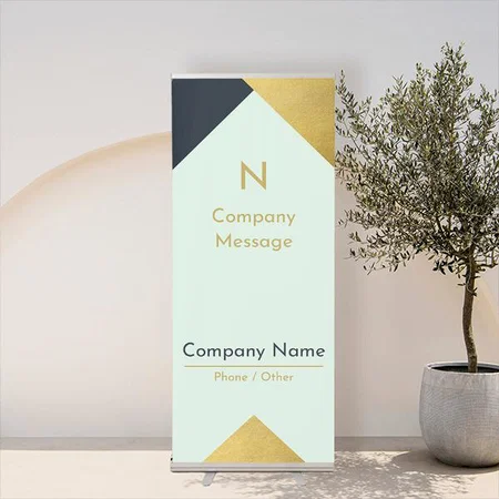 Modern Gold and Blue Customized Photo Printed Roll Up Standee Banner