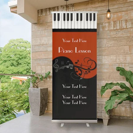 Brown Blck Piano Design Customized Photo Printed Roll Up Standee Banner