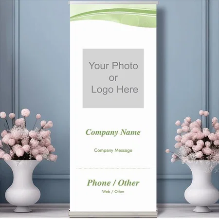 Green Swirl Wave Design Customized Photo Printed Roll Up Standee Banner