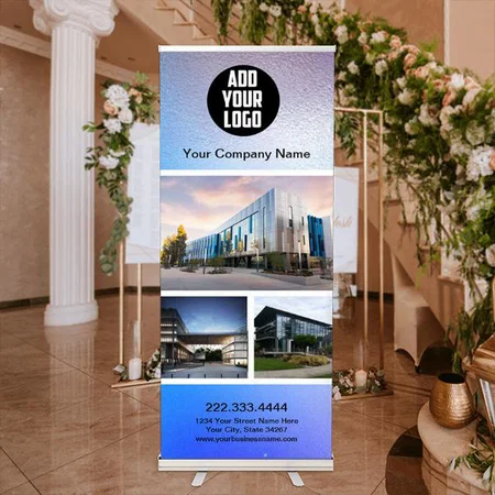 Glam Sparkle Holographic Design Customized Photo Printed Roll Up Standee Banner