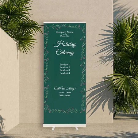 Green Floral Frame Design Customized Photo Printed Roll Up Standee Banner