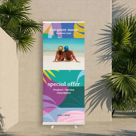 Vector Tropical Colorful Leaves Pattern Design Customized Photo Printed Roll Up Standee Banner