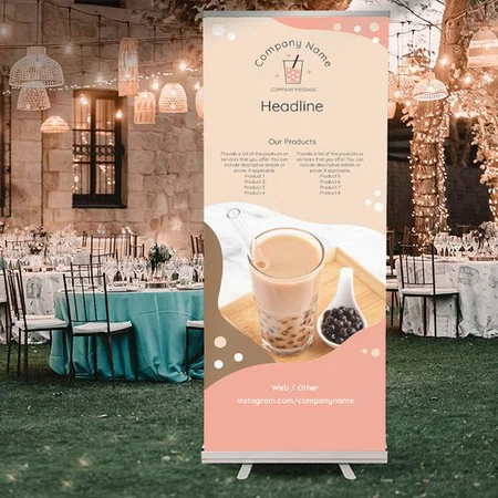 Coffee Shops Customized Photo Printed Roll Up Standee Banner
