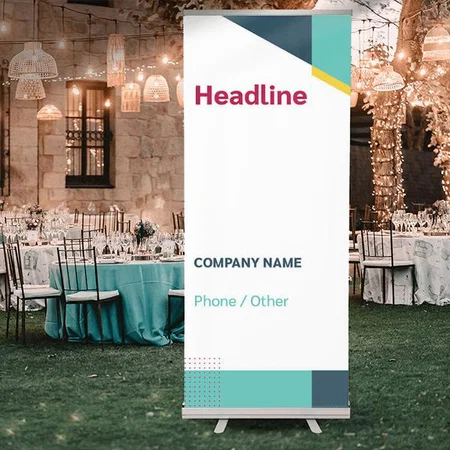 Modern White Blue Marketing And Business Customized Photo Printed Roll Up Standee Banner