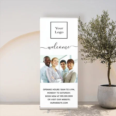 Modern Business Logo And Photo Design Customized Photo Printed Roll Up Standee Banner