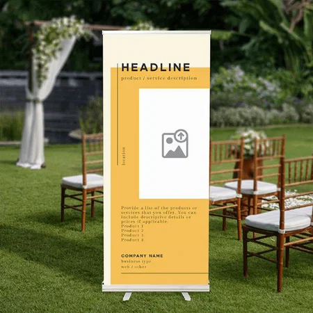 Modern Yellow Customized Photo Printed Roll Up Standee Banner