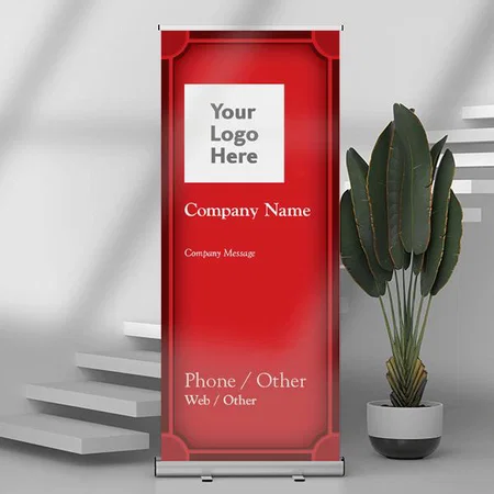 Bold Red Design Customized Photo Printed Roll Up Standee Banner