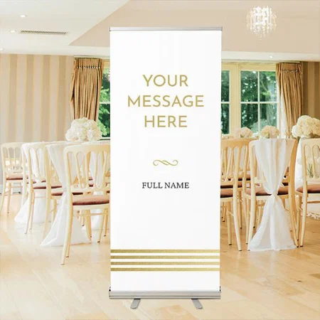 Gold Line Design Customized Photo Printed Roll Up Standee Banner