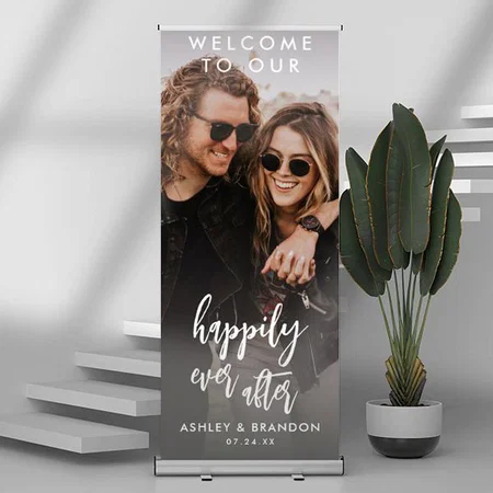 Modern Wedding Photo Customized Photo Printed Roll Up Standee Banner
