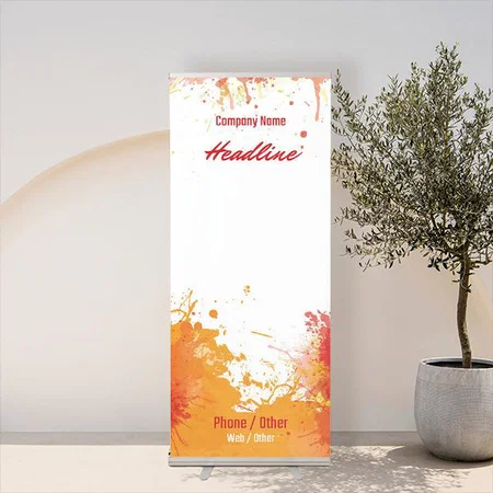 Orange And Yellow Watercolor Design Customized Photo Printed Roll Up Standee Banner