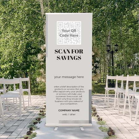 Modern Grey Business QR Code Design Customized Photo Printed Roll Up Standee Banner