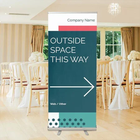 Simple Blue And Red Customized Photo Printed Roll Up Standee Banner