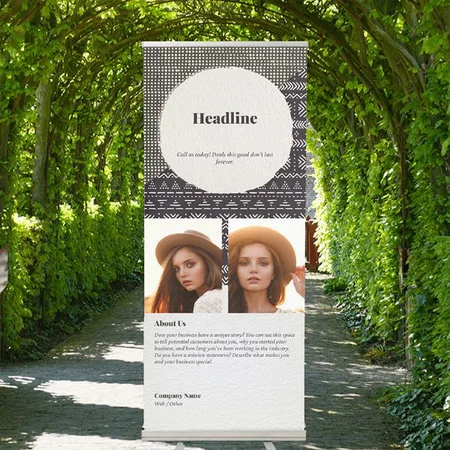 Modern Two Photo Collage Customized Photo Printed Roll Up Standee Banner