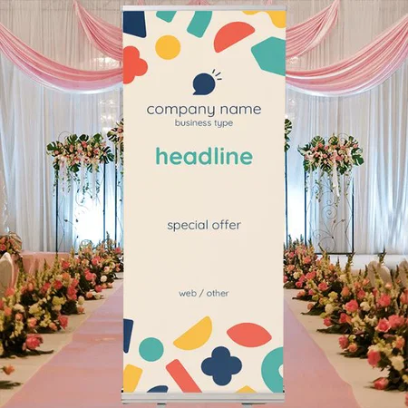 Random Geometric Pattern Customized Photo Printed Roll Up Standee Banner