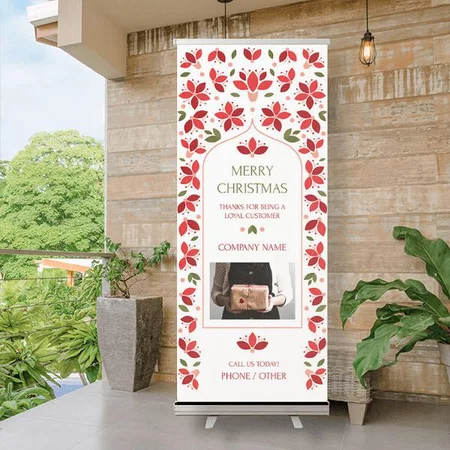Cute Red Leaf Pattern Design Customized Photo Printed Roll Up Standee Banner