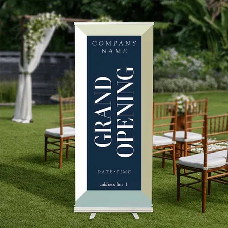 Modern Blue And Grey Customized Photo Printed Roll Up Standee Banner