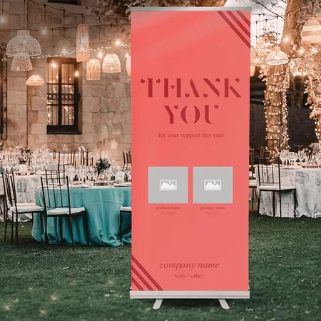 Modern Pink Red Beauty & Fashion Customized Photo Printed Roll Up Standee Banner