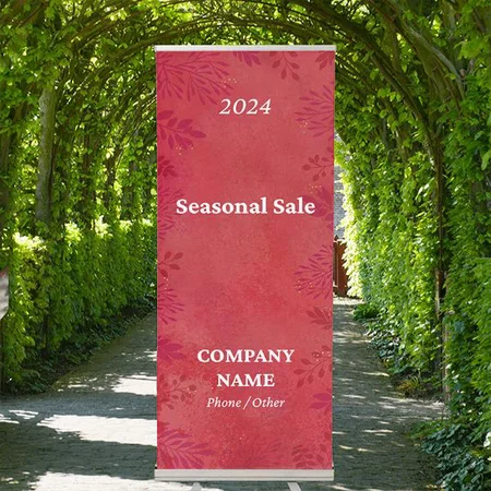 Red Floral Pattern Design Customized Photo Printed Roll Up Standee Banner
