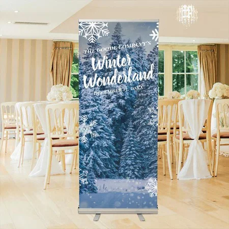 Winter Wonderland Snowy Trees Customized Photo Printed Roll Up Standee Banner