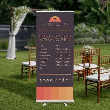 Modern Beer & Wine Shop Logo Design Customized Photo Printed Roll Up Standee Banner