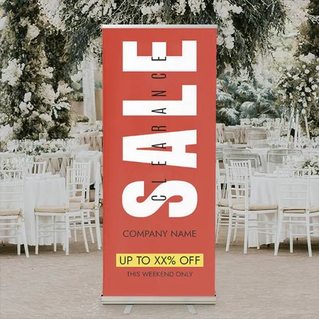 Modern Red Marketing Design Customized Photo Printed Roll Up Standee Banner