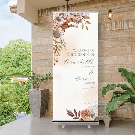 Simple Floral Design Customized Photo Printed Roll Up Standee Banner