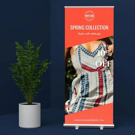 Modern Red Photo Design Customized Photo Printed Roll Up Standee Banner