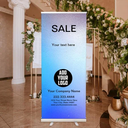 Colorful Glam Sparkle Holographic Design Customized Photo Printed Roll Up Standee Banner