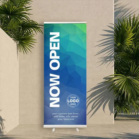 Modern Blue Watercolor Design Customized Photo Printed Roll Up Standee Banner