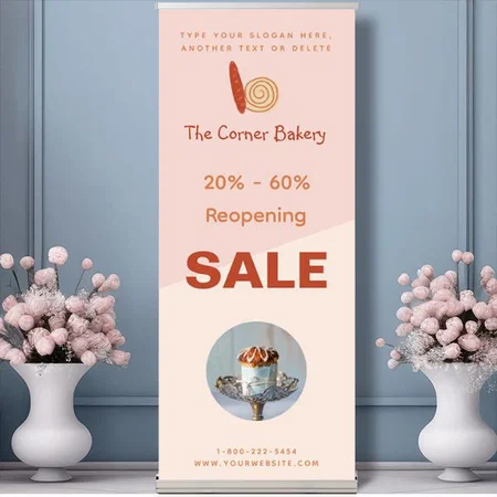 Modern Simple Bakery Business Customized Photo Printed Roll Up Standee Banner