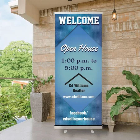 Modern and Professional Blue Customized Photo Printed Roll Up Standee Banner