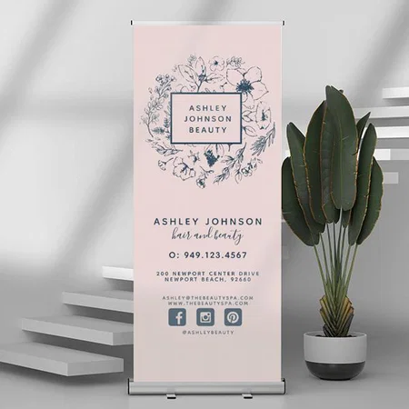 Modern Botanical Floral Business Design Customized Photo Printed Roll Up Standee Banner