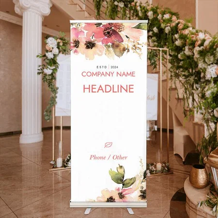 Gift & Party Shops Floral Design Customized Photo Printed Roll Up Standee Banner