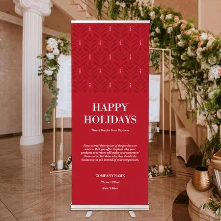 Moder Red Floral Pattern Design Customized Photo Printed Roll Up Standee Banner