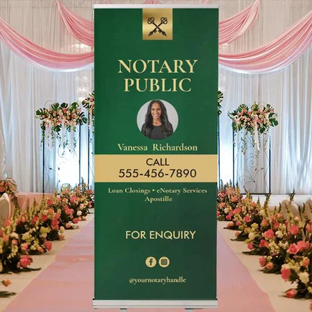 Green & Gold Customized Photo Printed Roll Up Standee Banner