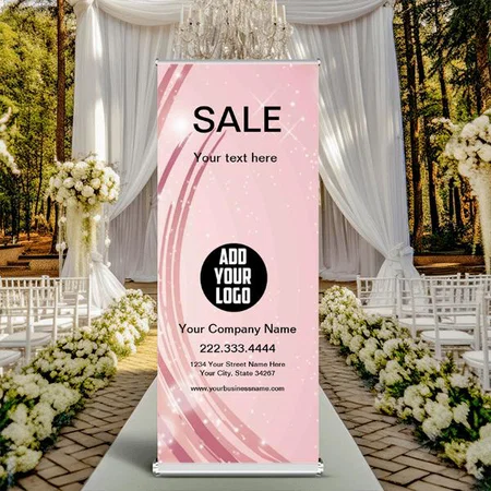 Modern Pink Watercolor Customized Photo Printed Roll Up Standee Banner
