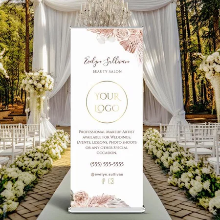 Boho Roses Design Customized Photo Printed Roll Up Standee Banner