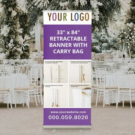Moder Purple Photo Collage Trade Show Customized Photo Printed Roll Up Standee Banner