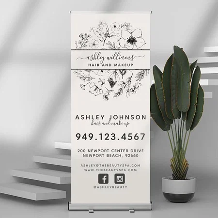 Modern Botanical Art Design Customized Photo Printed Roll Up Standee Banner