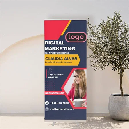 Red Yellow And Blue Color Design Customized Photo Printed Roll Up Standee Banner