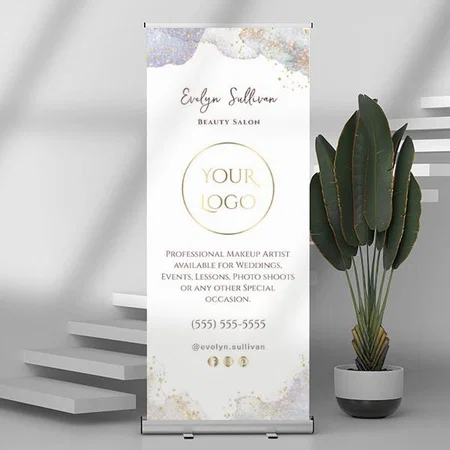 Glitter Watercolor Shapes Customized Photo Printed Roll Up Standee Banner