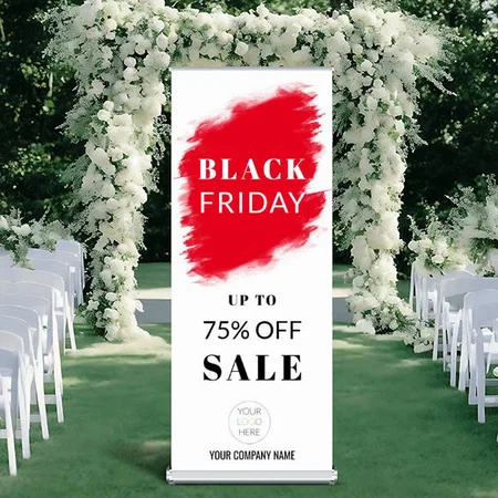 Store Sale Business Red Brush Frame Customized Photo Printed Roll Up Standee Banner