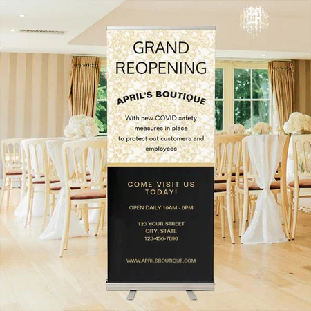 Busines Gold Marble Design Customized Photo Printed Roll Up Standee Banner